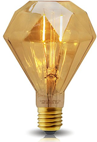 Long Life Lamp Company Vintage LED 2w Filament Light Bulb Diamond Shape Smoked Glass E27