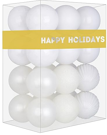 White 2.5 Christmas Balls Christmas Tree Decoration Ornaments Shatterproof Hanging Balls for Birthday Halloween Holiday Wedding Decorations Set of 24pcs