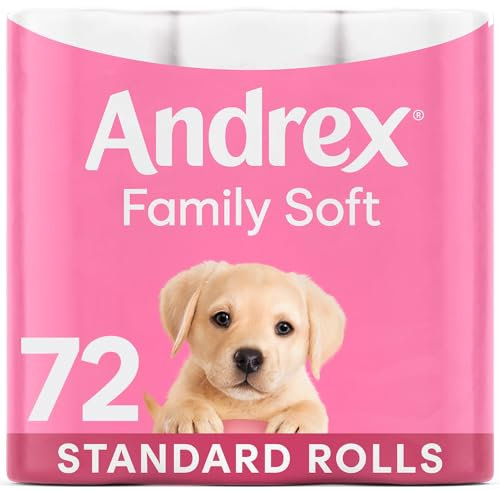 Andrex Family Soft Toilet Tissue 72 Rolls (Previously Andrex Gentle Clean) Gentle on your Family’s skin– Bulk Pack of 72 Toilet Rolls, FSC Certified