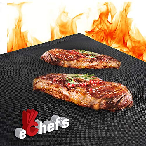 BBQ Grill Mat, Baking Mat - 100% Food-Safe - 2 Pack – 15.75x13 Inches | Non-Stick | 0.39mm Thick Heavy Duty Grill Accessory For Heat up to 600 Degrees – Reusable - Dishwasher Safe - PFOA Free
