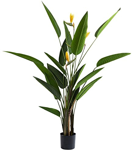 Kare Design Deko Pflanze Paradise Flowers, Grün, Kunstpflanze wie echt, Künstliche Strelitzie im Topf, Große Zimmerpflanze, Zierpflanze für Badezimmer, Küche, Schwarzer Topf, 190x50x50 cm (H/B/T)