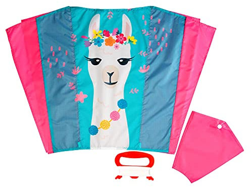 Wolkenstürmer® Sled Alpaka (blau) Kinderdrachen - Einsteiger Drache ab 3 Jahre - 1 Leiner Kinder Flugdrachen ohne Gestänge - für Kinder von 3-6 Jahren