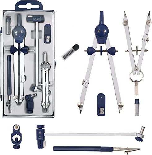 Zirkel Set Geometrieset, Edelstahl-Kompass-Zeichenwerkzeug Zirkel Mathe-Kompass für Geometrie-Kompass für Kinder Zeichenkompass-Sets Mathe-Zeichenteiler-Werkzeugsatz 5er-Pack