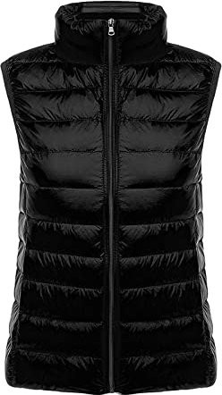 YUNHOME Angelweste Große Größe Weste Warme Weste Winterweste Herbst Und Winter Leicht Und Kurz Kurz, Stehkragen Damen Daunenweste, Plus Size Wärme, Weste Weste, Weiße Entendaunen-Schwarz_S