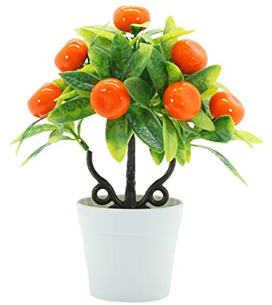 Dysetcs Künstliche Obstbaum, künstliche Obst, Orangenbaum, Bonsai, dekorative Kunstpflanze mit Töpfen, Schreibtisch-Dekoration für Zuhause, Hochzeit, Party, Büro, Schreibtisch-Dekoration, 2 Stück