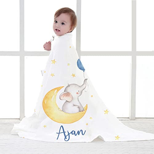 EKMON Coperta per Neonati Personalizzata,Coperta Per Bambino Personalizzato Con Nome Neonato, Morbida e Spessa Bebè Coperta,Personalizzati Regalo,75x100cm