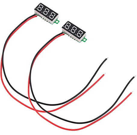 Tiardey 2pcs Voltage Tester,2.5V-30V Mini Digital DC Voltmeter with 0.28 inch LED Display - Red