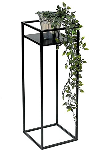 DanDiBo Taburete de metal negro rectangular 62 cm mesa auxiliar 453 columna para flores moderno soporte para plantas