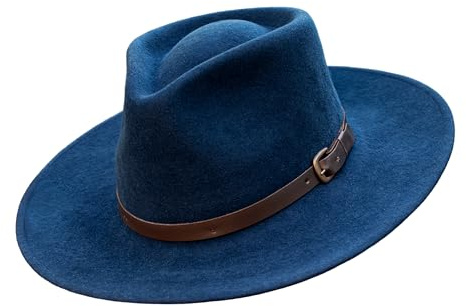 Borges & Scott Premium Fedora Lewis (Oatmeal) - Breite Krempe - 100% Wollfilz - Wasserabweisender Filzhut mit Lederband