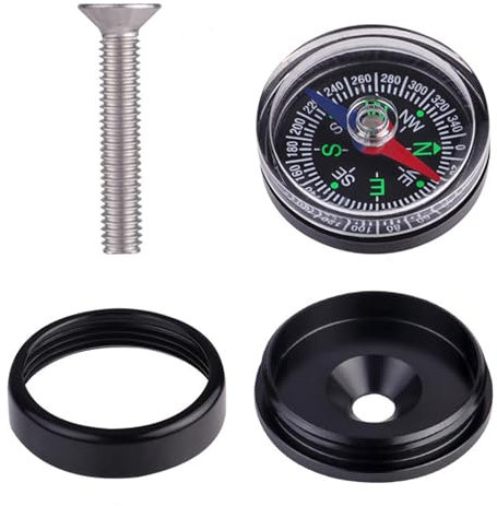 Facynde Fahrrad-Vorbau-Kompass, Robustes Fahrrad-Reitkompass-Zubehör, Überlebenskompass, multifunktionales Outdoor-Navigationsgerät für Straßenfahrzeuge, Mountainbikes