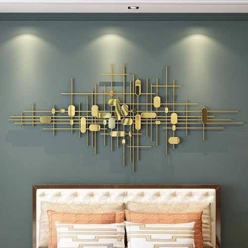 Vnook Decoración de Pared Dorada for Sala de Estar, Arte de Pared Moderno de Lujo, Escultura de Pared Colgante de Metal 3D, Adorno de Pared de Fondo for Dormitorio, Comedor, Regalo Atractivo