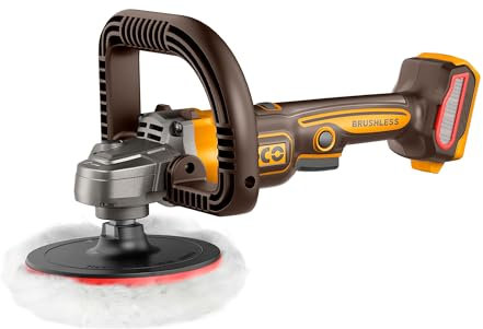 INGCO 20V M14 Lithium-Ion Rotary Polisher 180mm (Body Only) Cordless 3IN1 Polisher Buffer and Sander 400-2500RPM for Base for Car Detailing Polish Buffing Sanding DIY APLI2018