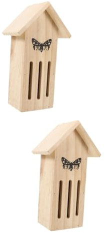 POPETPOP 2stücke Holz-Butterfly House Und Futterstation Für Garten Hängendes Insektenhotel Für Schmetterlinge Natürlicher Lebensraum Für Schmetterlinge Und Gartenverschönerung