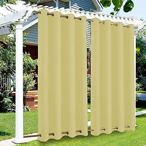 Outdoor Vorhang wetterfest Outdoor-Vorhänge wasserdicht und isoliert doppelte Ösen (Oben und unten) Outdoor-Vorhänge für Garten- und Terrassentüren 1 Panel Gelb B 53 x H 94