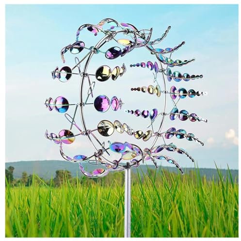 Handgemachte Magische Windmuehle, Windspiele Fuer Draussen Metall 3D, Gartendeko Metall Windspiel, Windspinner Fuer Draussen, füR Terrassen- Und Gartenterrassendekoration,Colorful