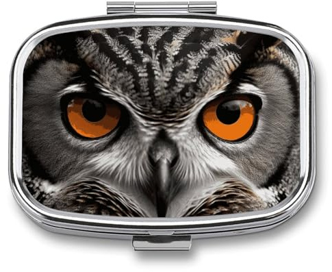 Boîte à médicaments de voyage portable, boîte à bijoux de voyage, boîte à bijoux pour tous les jours, motif hibou, yeux de hibou, rectangulaire, pour tablette, pilule, capsules, bonbons, bijoux,