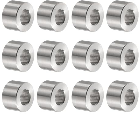 sourcing map Abstandshalter aus Edelstahl, 8,2 mm Bohrung x 16 mm Außendurchmesser x 10 mm Länge, Schraubenbuchse, schlichtes Finish, runder Metall-Abstandshalter für M8-Schrauben, Bolzen und Stangen,