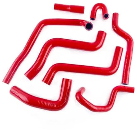 Refrigerante Manguitos Compatible con VW para Golf para GTI MK2 1.8 8V 1987 1988 1989 1990 1991 Kit De Mangueras De Calentador De Radiador De Silicona 8 Piezas 3 Capas(Red)