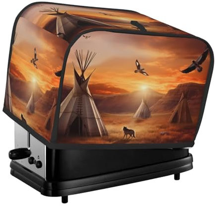 Native Tribes Toaster-Abdeckung, 2 Scheiben, Küche, kleine Geräte, Abdeckungen mit Taschen, Toaster-Staubschutz mit Griff oben, waschbar, Universal-Brotbackmaschinen-Abdeckung für Küche