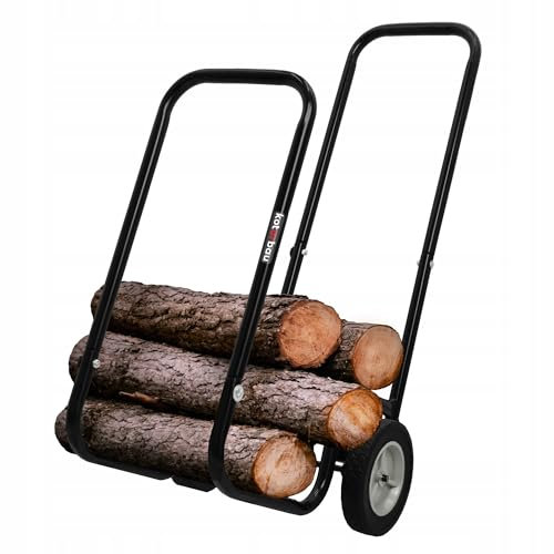 Kaminholzwagen Holzkarre Brennholzwagen Holztransportkarre 65kg Schwarz Stahl