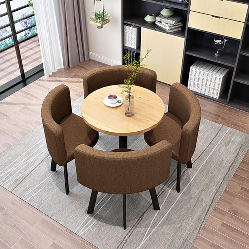 Runde Esstischgruppe mit Marmorplatte inklusive 4 Stühlen ideal für Büro oder Wohnzimmer