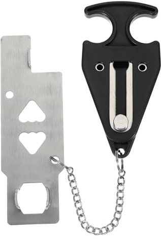 PATIKIL Hotel Door Lock, 1 Pack Heavy Duty Extra Lock for Additional Privacy and Safety Perfect for Traveling Hotel Home Apartment Double Hole Black