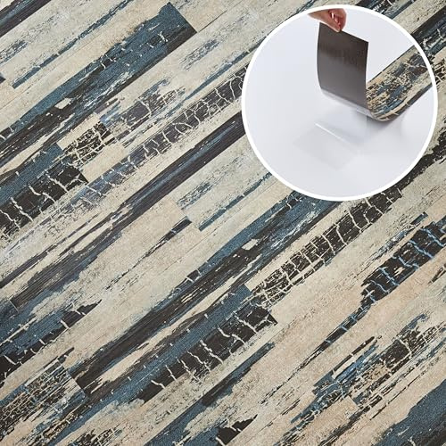 Distressed Grey Self Adhesive Floor Planks - 30 Pack Cover 44.88 sq ft / 4.17 sqm- Vinyl Flooring Set - Peel and Stick Tiles - 36x5.98 in (91.4x15.2cm) - Sticky Floor Tiles - Stormwave Timber Design