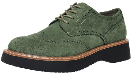 Glorertl Women's Lace Up Oxfords Shoes Chunky Platform Round Toe Penny Loafers Non-Slip Sole Green 9
