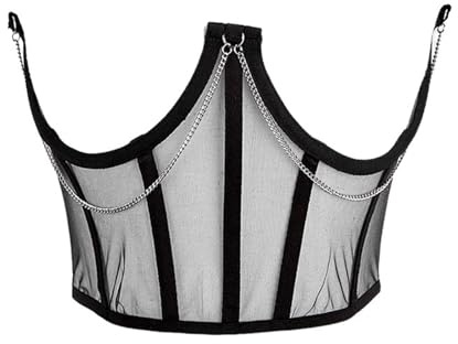 Pailletten Bustier Unterbrustkorsett Netz Corsage Taillengürtel Damen Corset Top Bauchweg Korsett Oberteil Transparente Unterbrust Korsage Breite Gürtel Waist Cincher für Piratenkleid