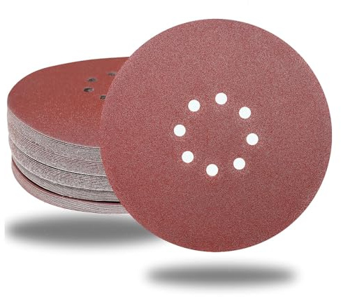 CUBEWAY CUBEWAY Disques de Ponçage 225 mm 50 Pièces 8 Trous Disques Abrasifs 225 mm Ronds Papier Abrasif for Ponceuse pour Cloisons Sèches Ponceuse Girafe (50 pièces -Grain 120)