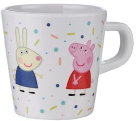Taza Peppa Pig para niños, melamina, 180 ml, mango ergonómico, lavable en lavavajillas, multicolor