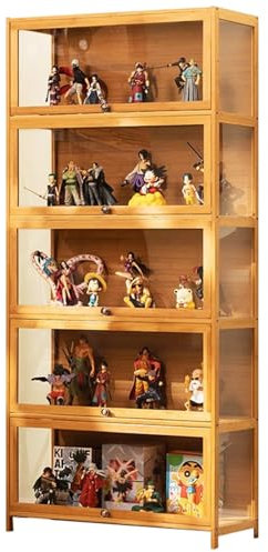 Generisch Sammlervitrine, 5 Schicht acryl vitrine stehend, vitrinenschrank Wohnzimmer für Miniaturmodelle von Autos, Figur, Modellbau, Natürliche Farbe/Dreiseitig transparent, 80x32x172cm