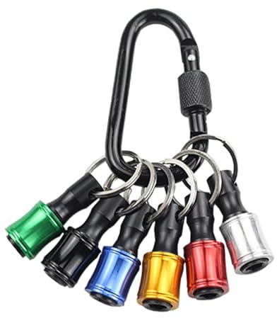 1/4 inch Hex Shank Screwdriver Bits Holder, 6pcs Keychain Lightweight Portable Drill Bit Organizer, Hex Shank Drill Bit Holder, Screwdriver Bits Holder Keychain for DIY, Electrical, Woodworking
