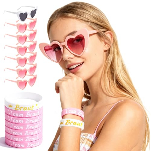 Mprocen Bride to Be Sonnenbrillen Junggesellenabschied Frauen 7 Frauen Partei Brillen 7 Silikonarmband Jga Für Bachelorette Party Accessories Polterabend Hochzeit