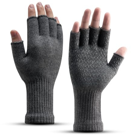 Rahhint Alpaca Wool Winter Warm Fingerless Gloves for Men Women Flexible Adult Half Finger Glove for Typing Driving Cycling Writing Working