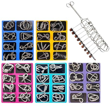 Juego de rompecabezas de alambre de metal – rompecabezas de anillo de metal, juegos difíciles, juguetes educativos para prueba de pensamiento, rompecabezas de anillo de metal sofisticado, para niños