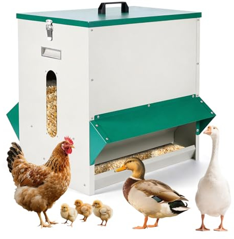 Automatischer Futterautomat HüHner Futtertrog HüHnerfutter GeflüGelfüTterer | 4.5kg Kapazität, Schwerkraftbetriebener Futterspender für Hühner, Enten und Gänse