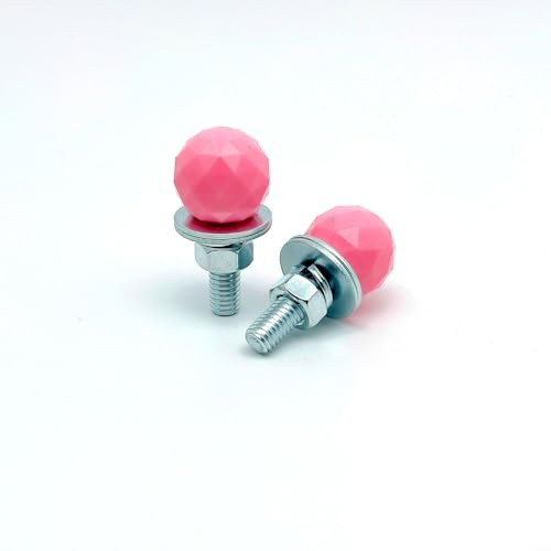 Standard M6 Thread License Plate Screws with Unique Diamond Ball Design, Fits All Vehicles with Standard License Plate Mounting Requirements (Pink)