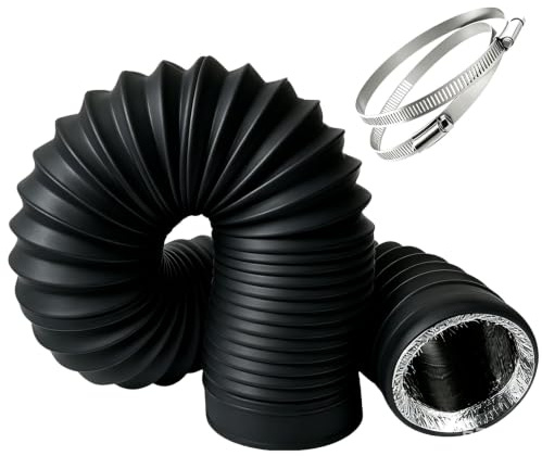 Lüftungsschlauch Set, 75mm Abluftschlauch 3m Alu Flexrohr, Geräuschdämpfend & Wärmegedämmt, inkl. 2 Edelstahl-Schlauchschellen, für Heizungen, Abluftventilator