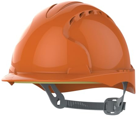 JSP EVO3 Safety Helmet Hard Hat - Vented - Orange - Slip Ratchet Adjustment - Comfortable Adjustable Fabric Harness - Lightweight - For Construction, Building, Civil Engineering & Industry - EN397