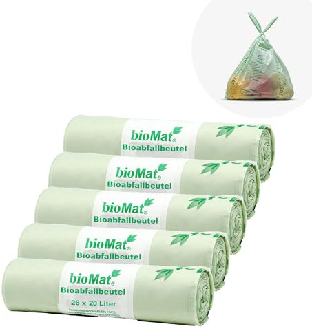 Biomat Sac compostable pour déchets organiques Différentes tailles, 26 x 15 l mit Henkel