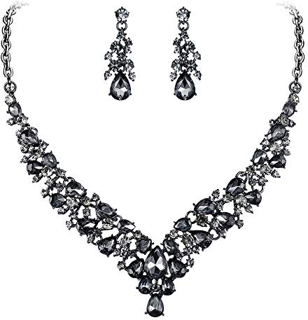 EVER FAITH Damen Schmuckset Schmuckset Kristall Hochzeit Braut Teardrop ClusterNecklace Ohrringe Schmuck-Set