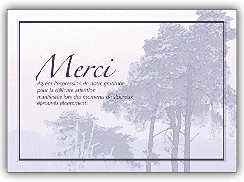 Kartenkaufrausch 16er Set: Französische Trauer Dankeskarte: Merci Agréer l'expression de notre gratitude. • Premium Danksagung mit Umschlag nach Trauer, Tod, Beerdigung, Sterbefall, Begräbnis