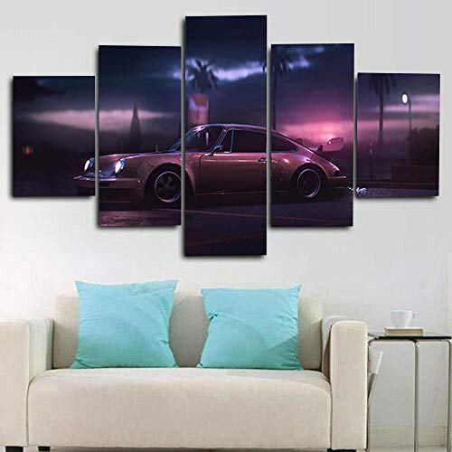 104Tdfc Bilder 5-teilig Leinwandbilder Wanddeko Kunstdruck Porsch Sportwagen-Landschaft 5 Leinwanddrucke Modern Leinwand Wohnzimmer Wand Bilder Kreatives Geschenk