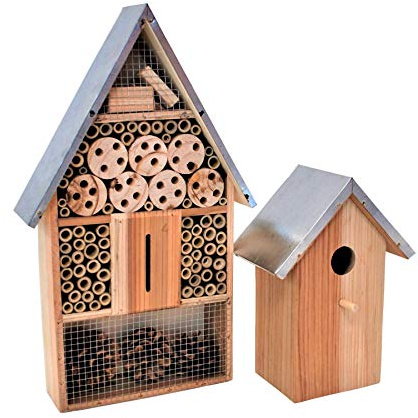 simpaoutdoor Large Bug Hotel & Bird Box Combo