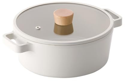 NEOFLAM FIKA Stock Pot for Stovetops and Induction | Glass Lid with Wood Knob | Made in Korea (9.5 / 4.0qt)
