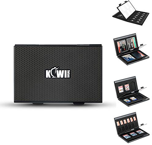 KIWIFOTOS Funda de metal para tarjetas de memoria para tarjetas de juego SD SDHC SDXC MicroSD TF CF NS Nintendo Switch con 4 inserciones de espuma EVA suave intercambiable
