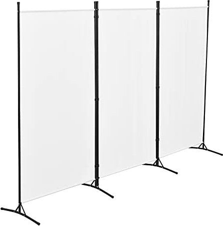 [en.casa] Raumteiler Teruel 3-teilig 260x176 cm Paravent Trennwand 3-TLG. Sichtschutz Stellwand Spanische Wand Weiß