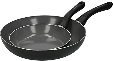 MasterClass Can-to-Pan Ceramic Eco Bratpfannenset mit PTFE-, PFOA- und BPA-freier Antihaftbeschichtung, hergestellt aus 70 % recyceltem Aluminium, 20 cm / 28 cm, 2-teiliges Set, schwarz