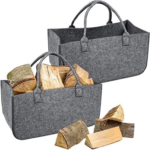 ACXIN Borsa in feltro, 30 kg, resistente, multifunzione, cestino per la spesa di alta qualità, grande volume, grigio chiaro, 2 pezzi, Alla moda